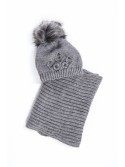 Beaded hat with a neck warmer for winter, dark gray C50 - Online store - Boutique